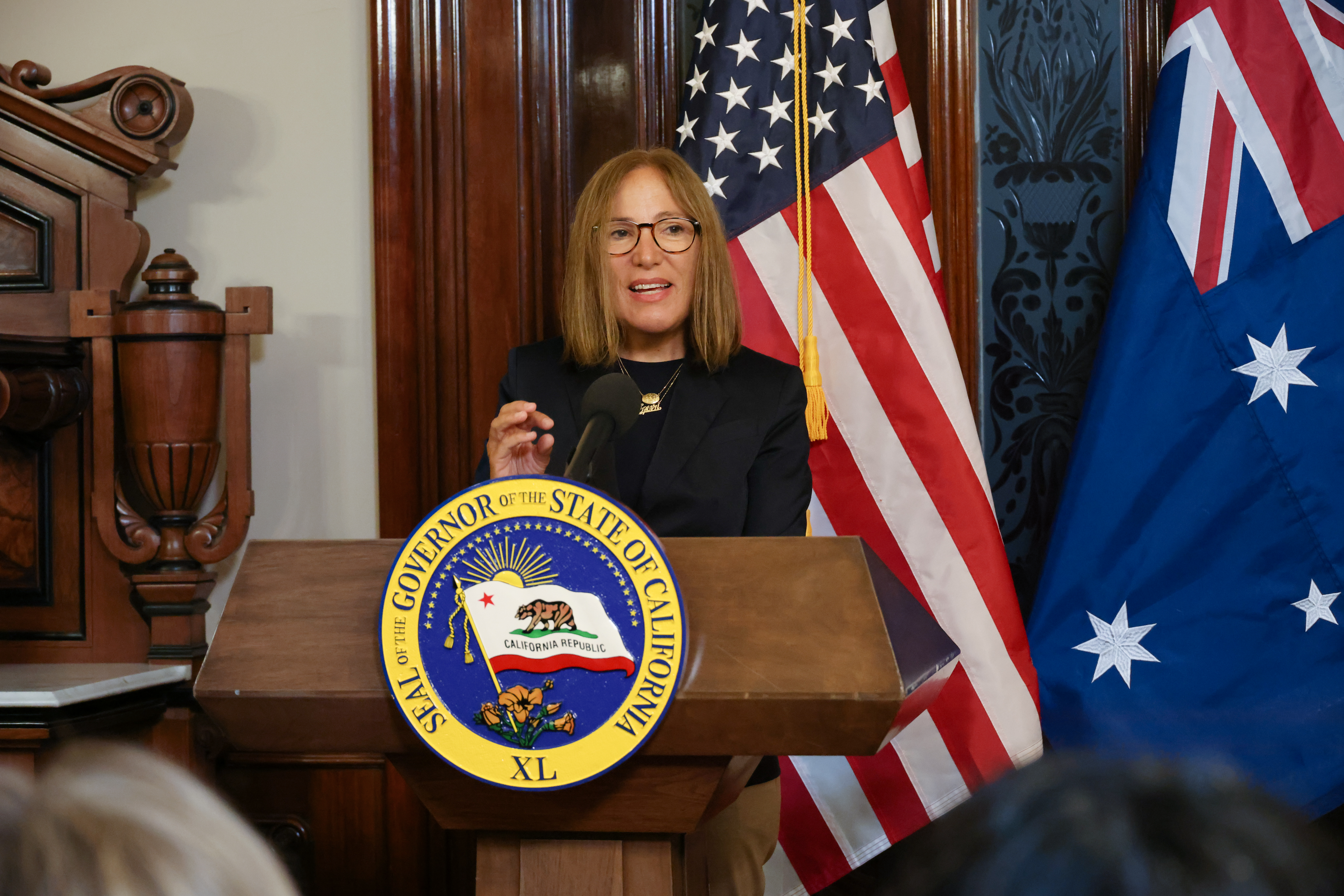 Image of Lt. Governor speaking at Australia and California MOU Signing