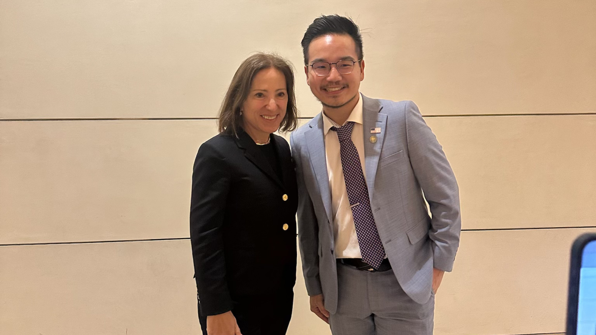 Image of Lt. Governor Kounalakis with UC student regent
