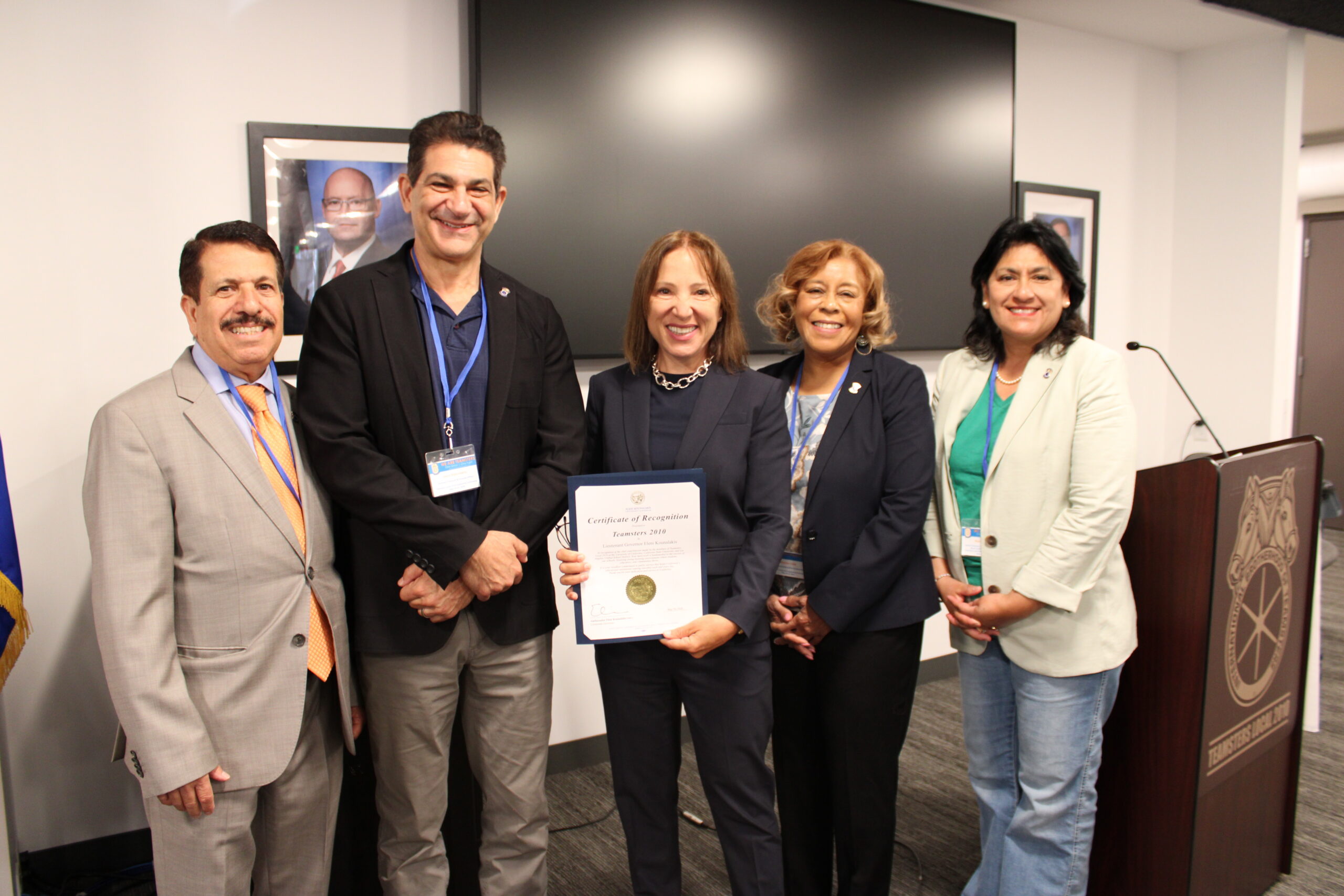 Image of Lt. Gov. Kounalakis with Union Leaders at the Teamsters Local 2010 Leadership Conference in Oakland, CA.