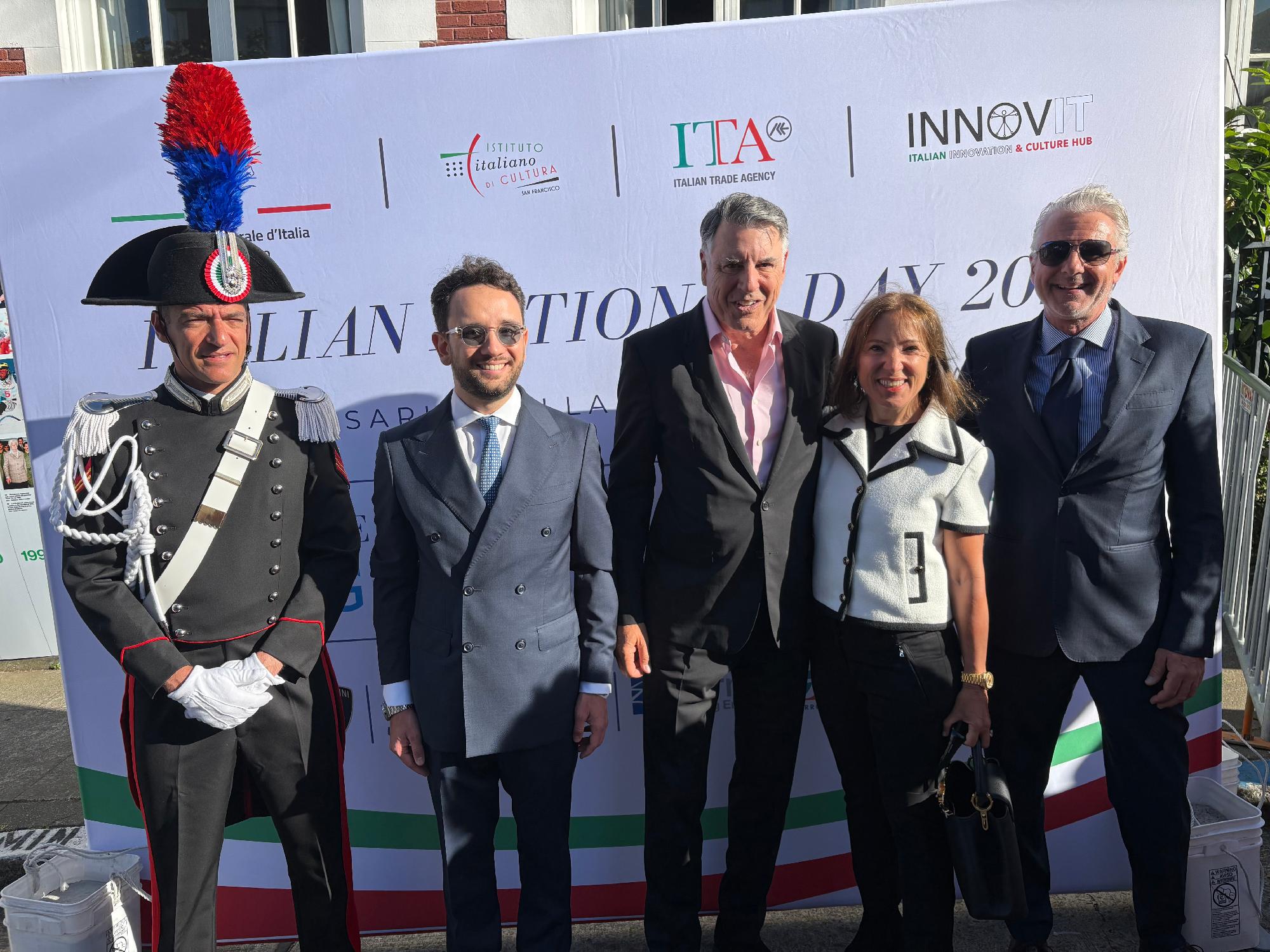 Image of Lt. Gov. Kounalakis, with four men including Dr. Markos Kounalakis and others celebrating the day!